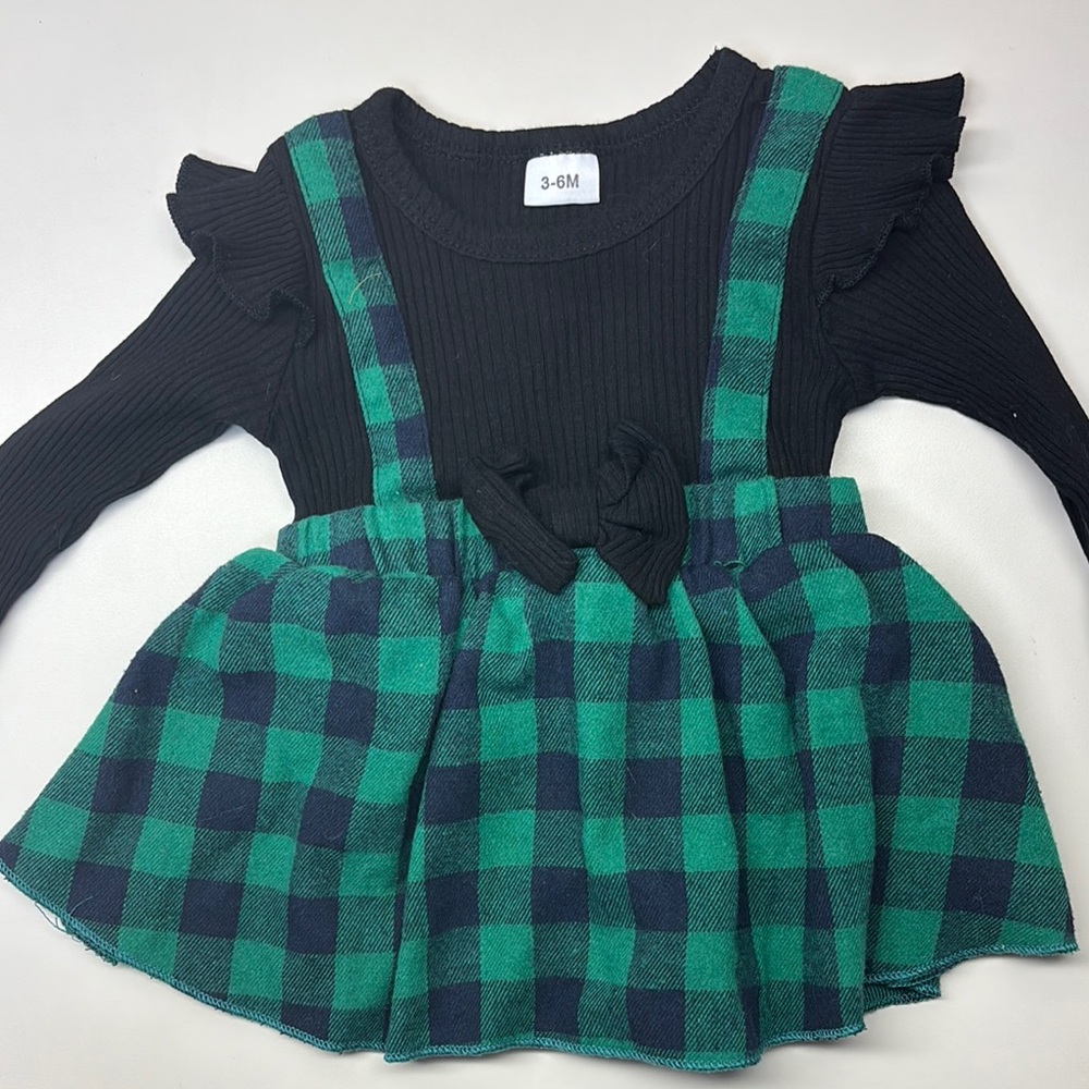 Black and Green Plaid Baby Dress- 3-6 Month